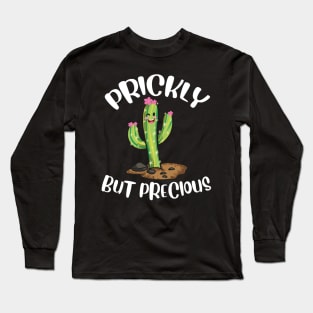 Prickly But Precious | Funny Cacti Gift | Cute Girls Cactus Long Sleeve T-Shirt